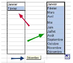 Glisser des valeurs
