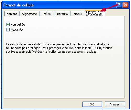 Protection des cellules dans excel