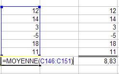 Fonction Moyenne dans Excel