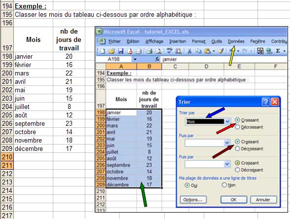 Tri des données dans Excel
