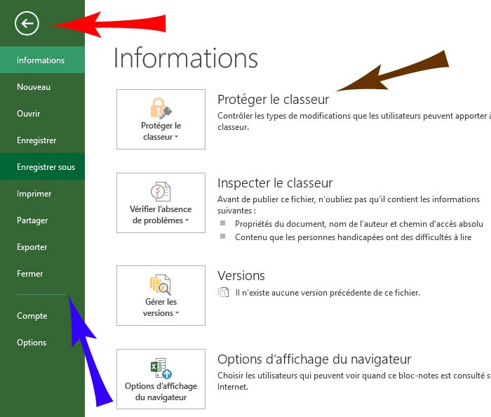 Excel - onglet fichier