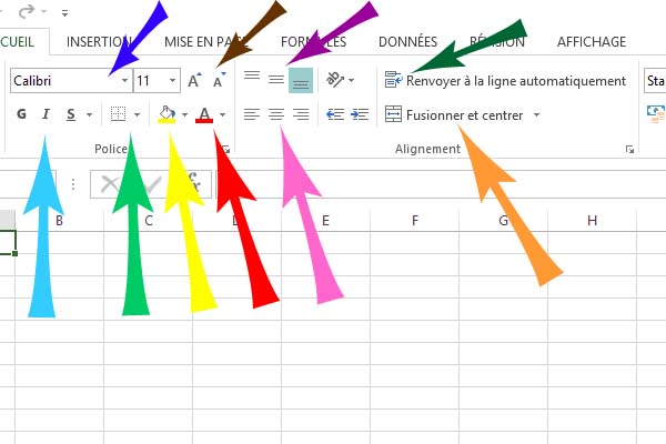 Excel - onglet accueil