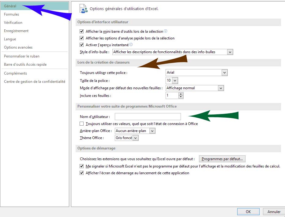 Excel - options