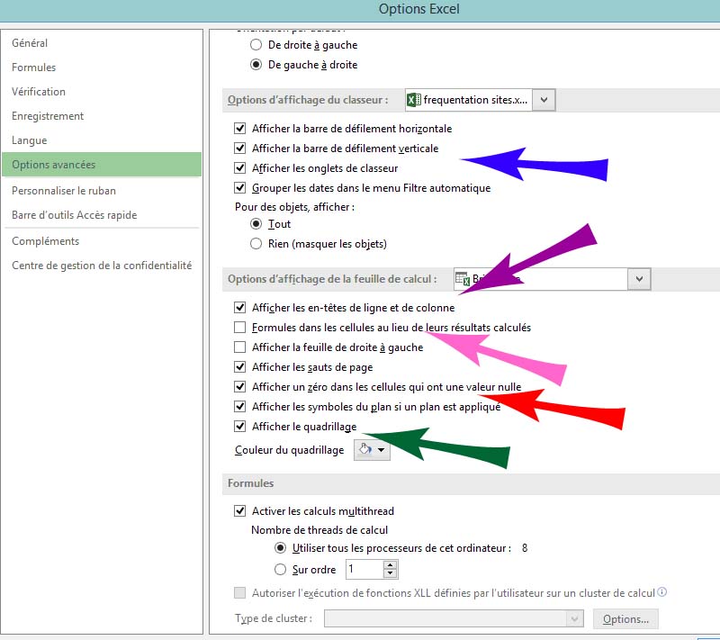 Excel - options avancées