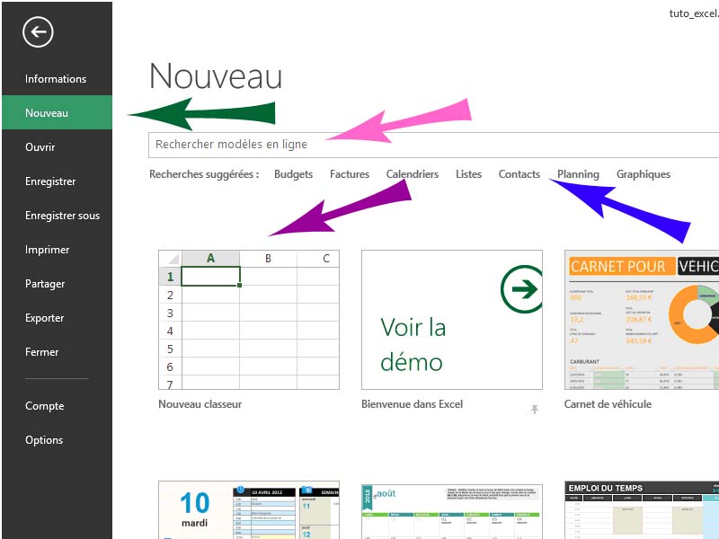 Excel - fichier nouveau