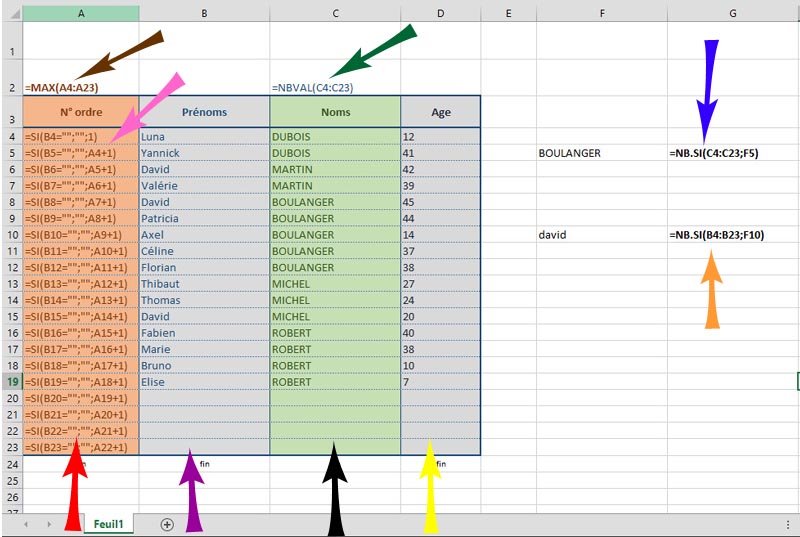 Excel - Compter des lignes ou des valeurs