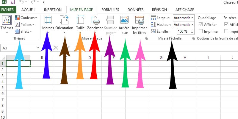 Onglet mise en page - Excel 2013 Onglet mise en page - Excel 2013
