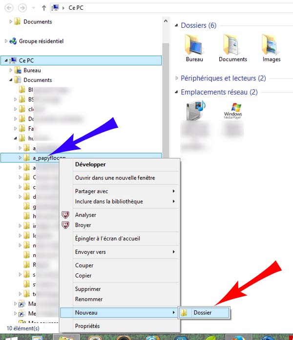 Explorateur windows - créer un dossier